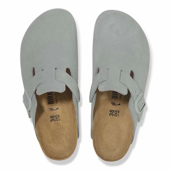 Birkenstock Boston Light Gray Suede Clog Sandals size EU 38 - Picture 3 of 8